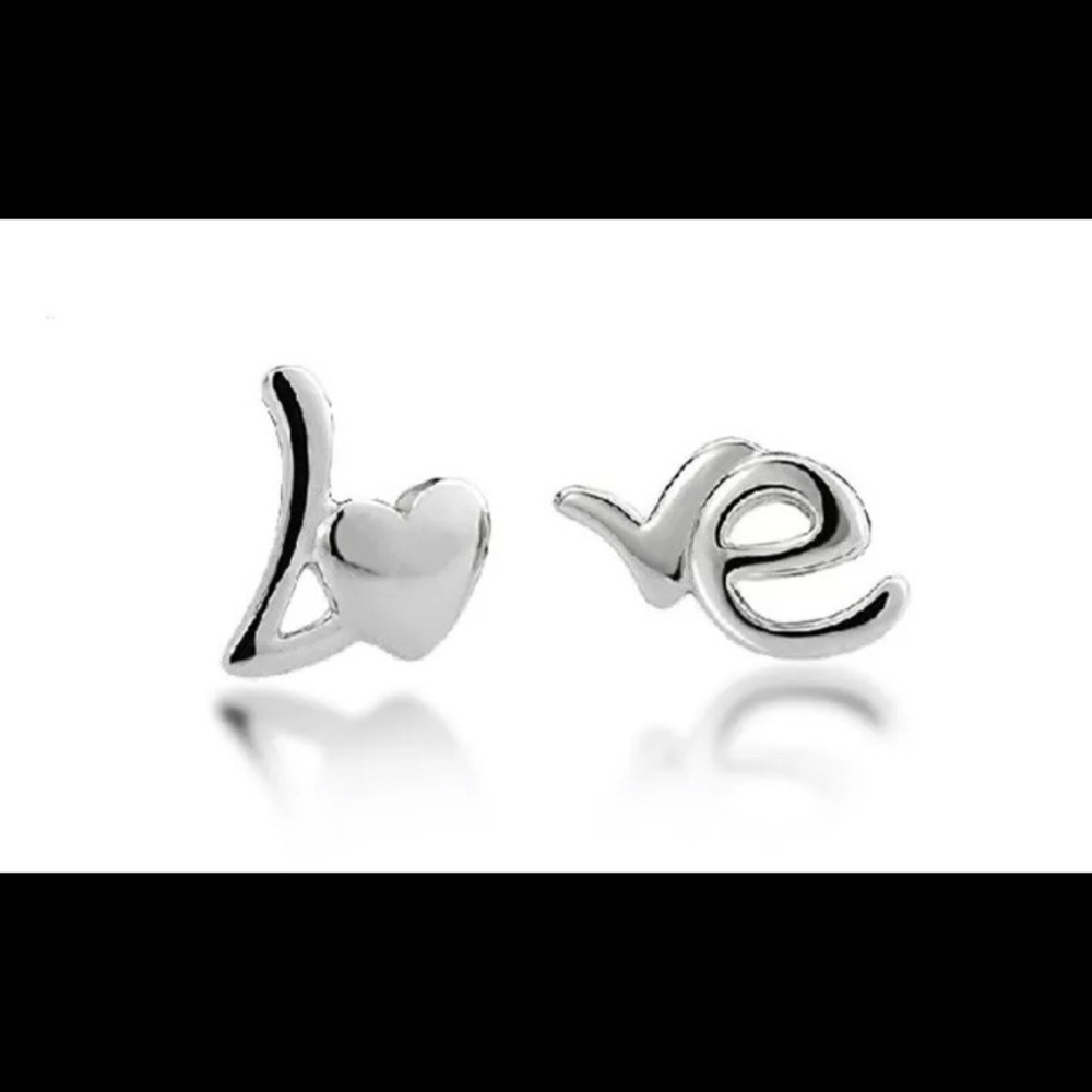 NWOT Sterling Silver Love earrings